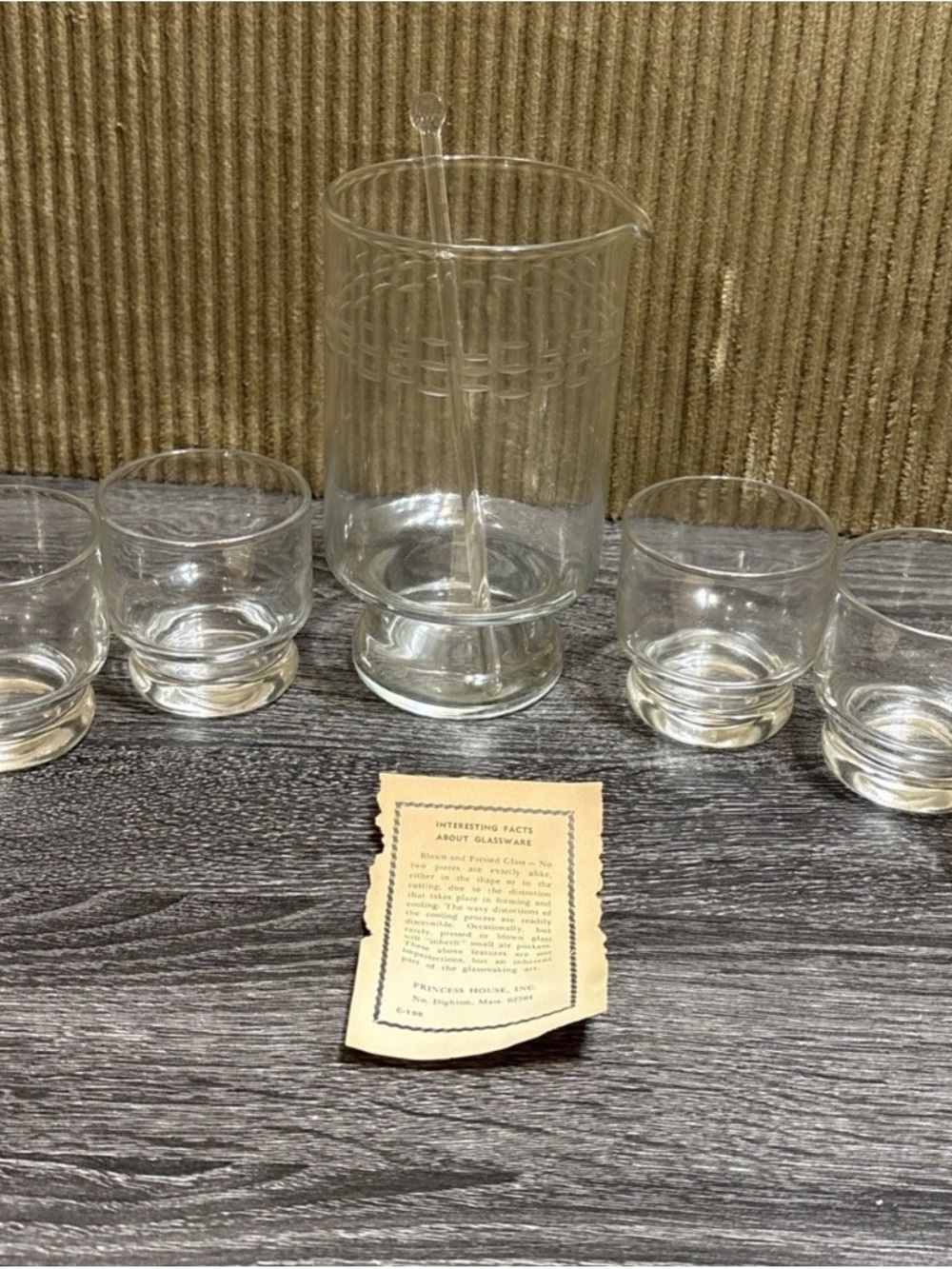 8 Pc Crystal Princess House #407 Cocktail Martini Juice Set 70s  Vintage In Box